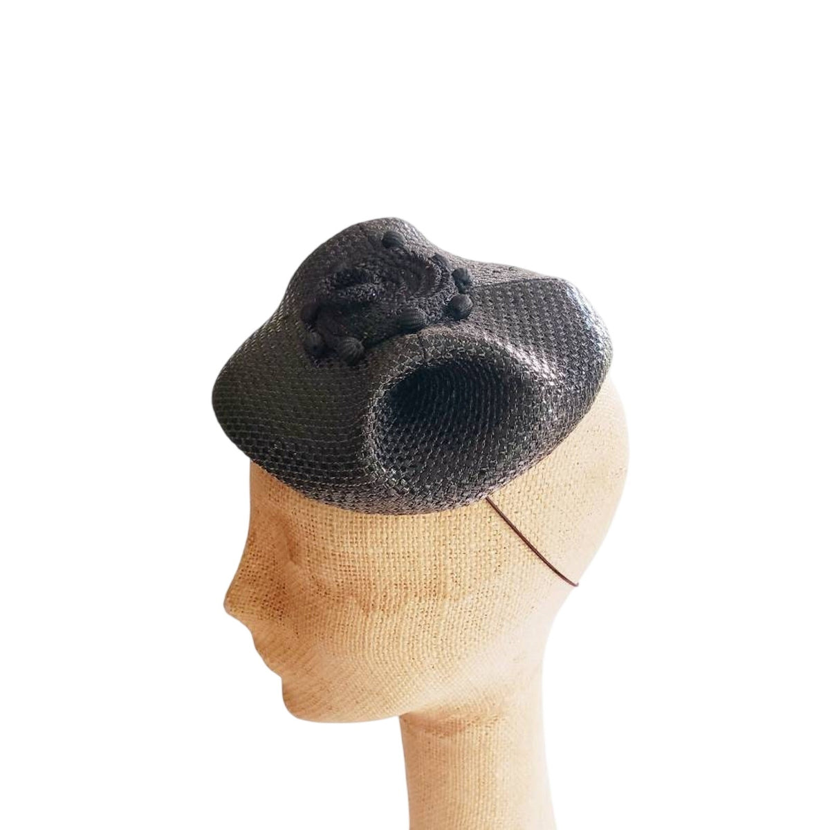 Vintage 1950s Miniature Hat Sculpted Avant Garde Mod Beanie Modernist Straw Junia Carson Pirie Scott Chicago
