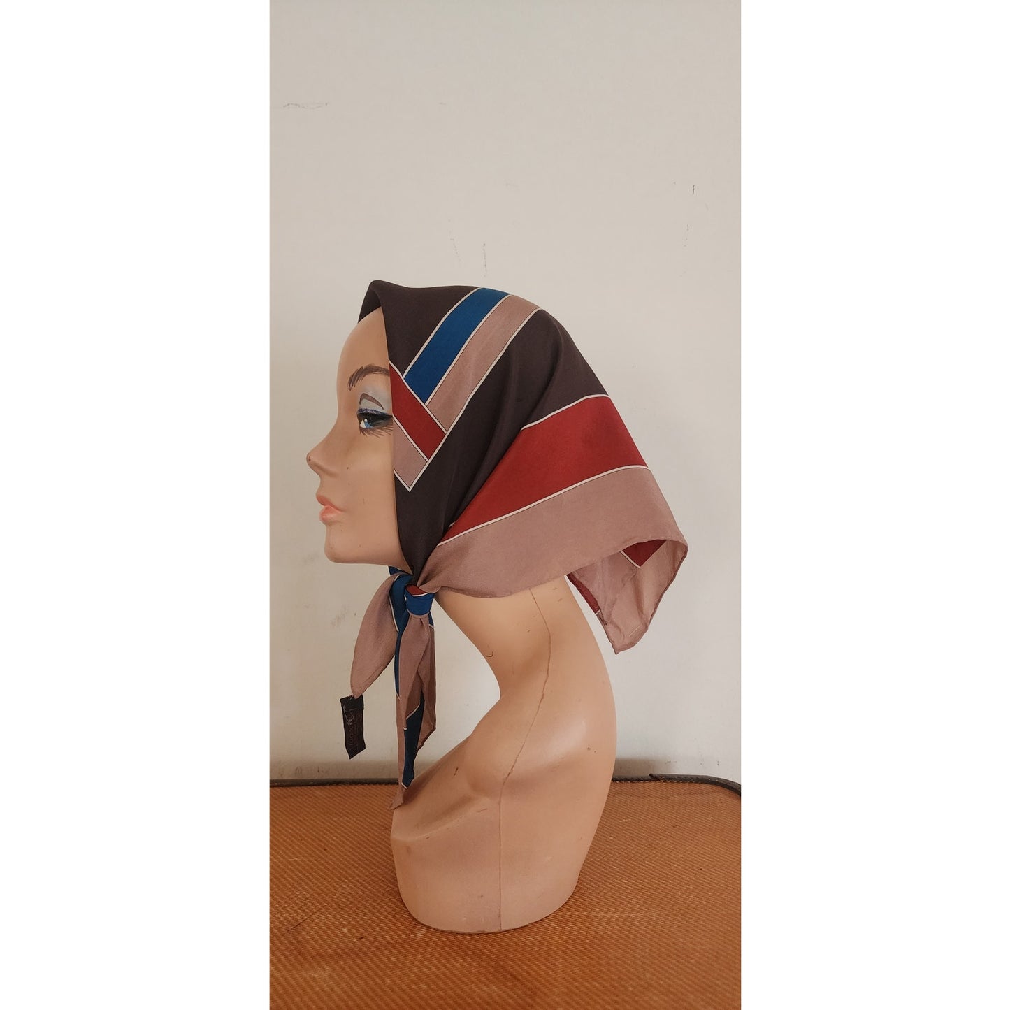 Vintage 80s Yves Saint Laurent Scarf Silk Square Geometric Print