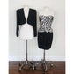 Vintage 80s AJ Bari Strapless Dress + Bolero Jacket Suit Set Zebra Print Black White Silk / M