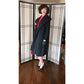 Vintage 50s Swing Coat Black Wool Polkadot Print