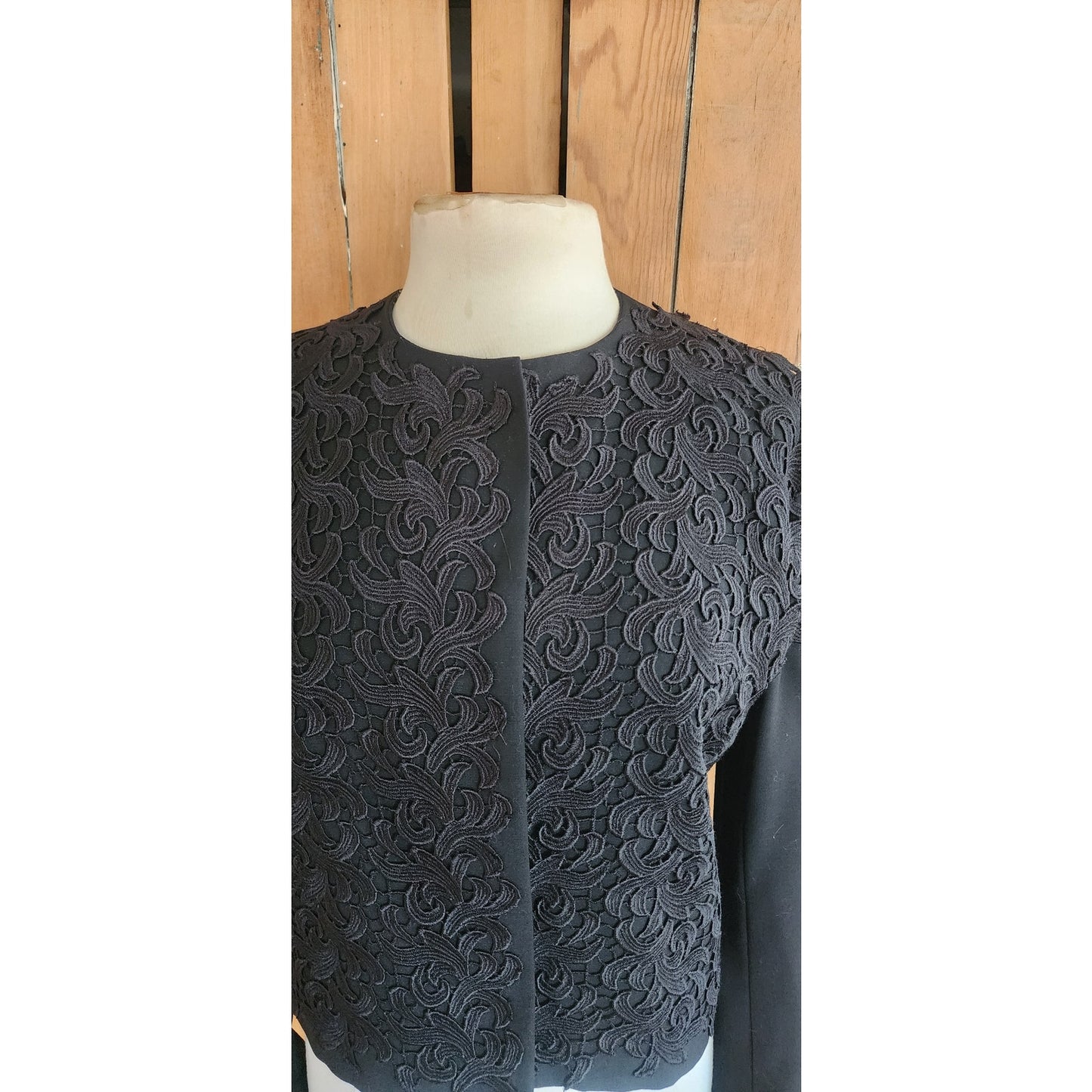 Vintage 90s Genny Blazer Black Jacket Lace Embroidery / S