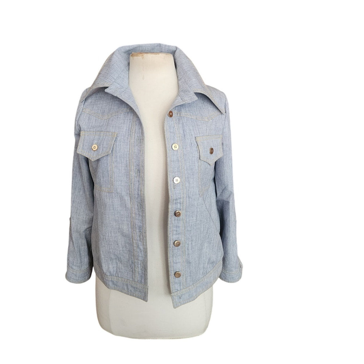 Vintage 70s S Howard Hirsh Jacket Blue Denim Shirt Country Western Cowgirl