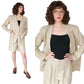 Vintage 80s Calvin Klein Shorts + Blazer Suit Set Beige Linen
