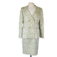 Vintage 1980s ESCADA COUTURE Skirt Suit Green Cream Silk Jacquard Leafy Print / L
