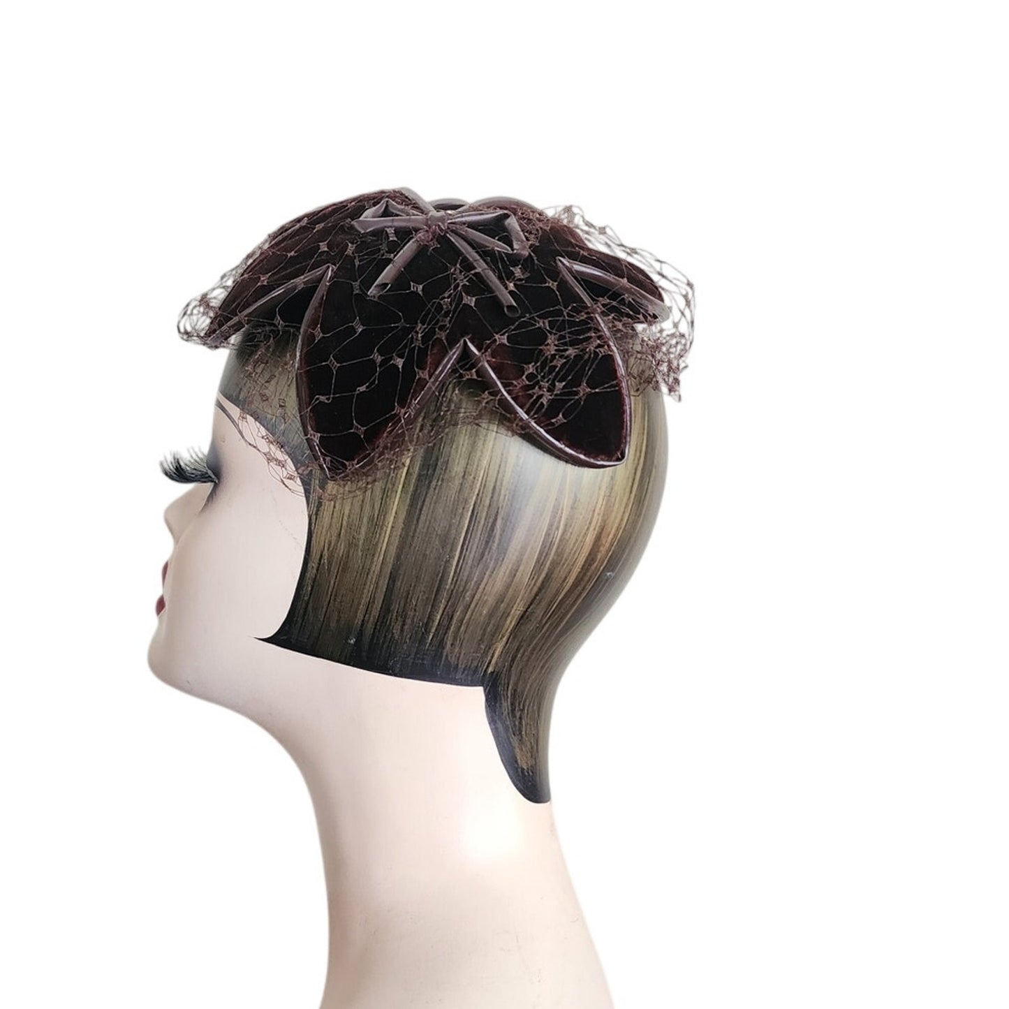 Vintage 1950s Bes-Ben Hat in Brown Velvet w/Bows Chicago Midcentury Millinery