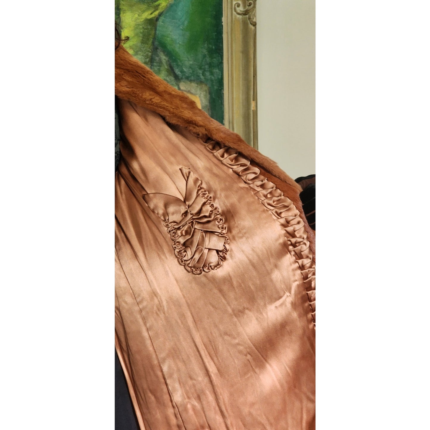 Vintage 40s Brown Ermine Fur Coat Hip Length Victory Furs Chicago