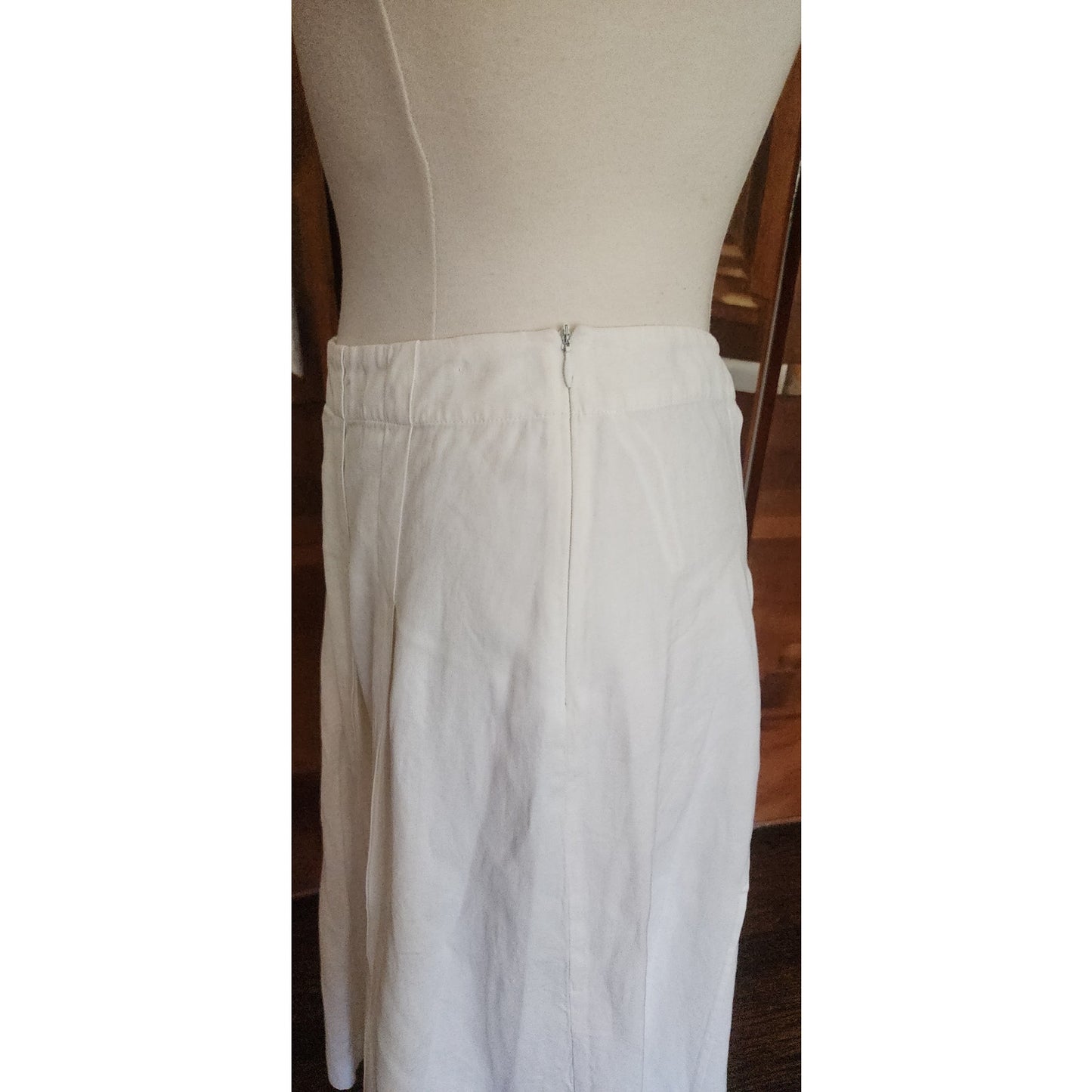 Vintage JIL SANDER Midi Skirt Paneled White Linen A Line w/Panels / Large