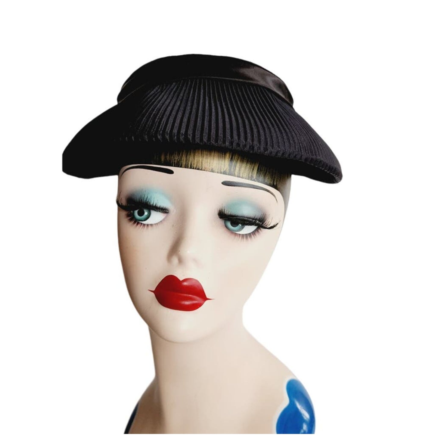 Vintage 50s Black Hat Saucer Style Velvet & Satin