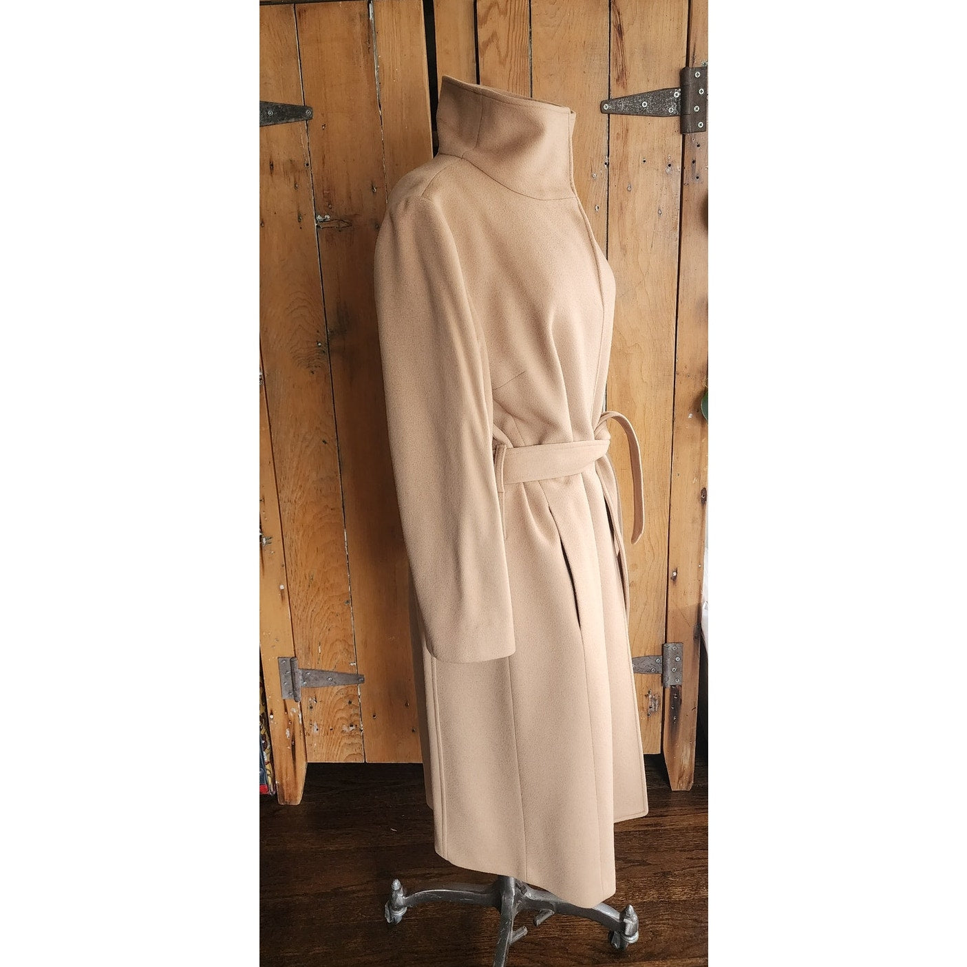 Vintage 2000s Burberry Coat Archival Beige Cashmere Blend  w/Sash Tie Belt / Medium