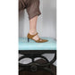 Vintage Bottega Veneta Shoes Mustard Yellow Suede Heels Dual Strap Buckle D'Orsay Pumps / 7.5