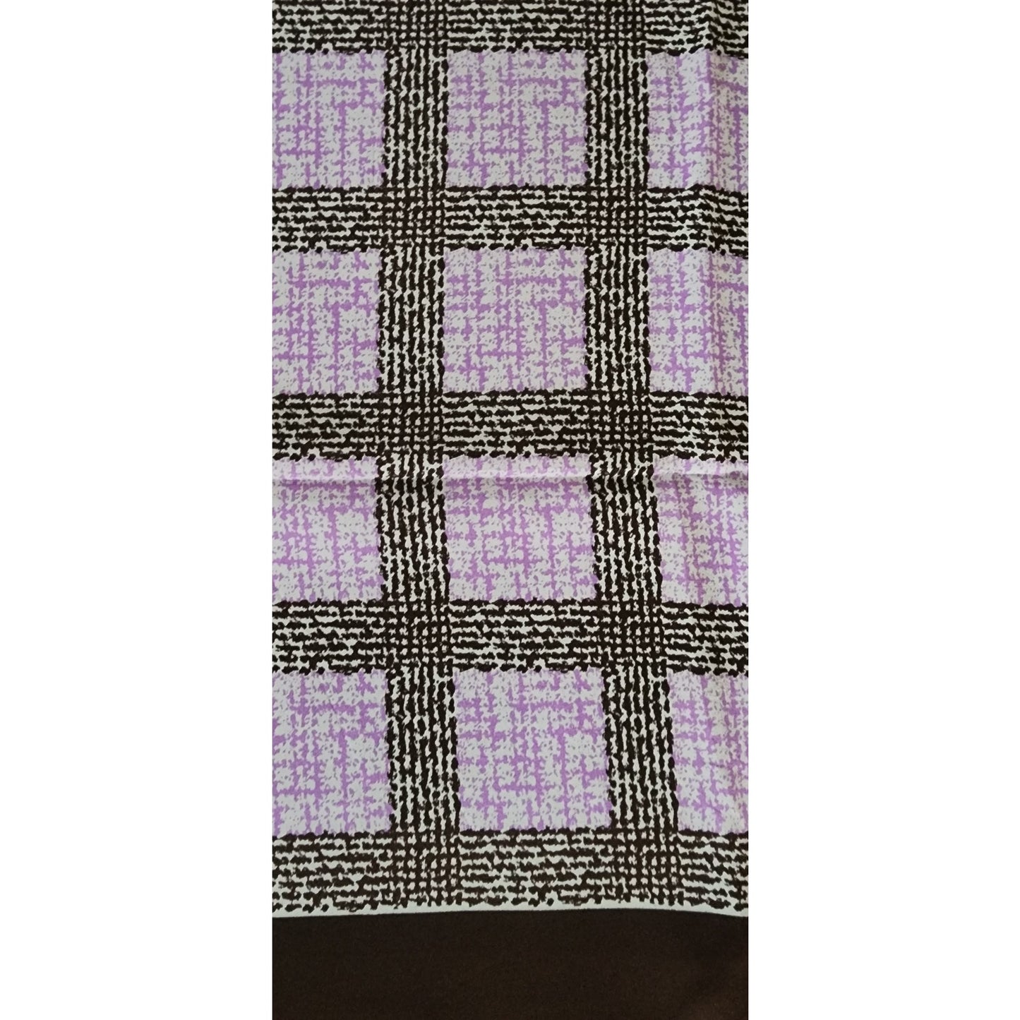 Vintage Yves Saint Laurent Silk Scarf Square Brown Purple Grid Geometric 70s 80s