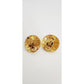 Vintage St John Earrings Clips Gold Pearl Black Enamel Button Style