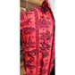 Vintage 60s Men's Red Hawaiian Shirt Surf Scenic Tiki Huts Cotton Short Sleeve