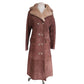 Vintage 1970s Shearling Coat Brown Suede Long Parka Double Breasted