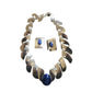 Vintage 80s FLORELLE Necklace Earring Set Sterling Silver & Blue Sodalite