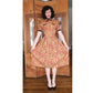 Vintage 50s Orange Paisley Print Midi Dress Carole King Junior Fashions / XS