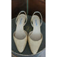 Vintage 1990s Oscar de la Renta Slingback Pumps 38 Beige Cream Gold Weave Texture Kitten Heels Shoes