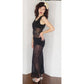 Vintage 1930s Black Sheer Slip Dress Negligee