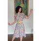 Vintage 1940s Dress Set Paisley Yellow Dress Rayon Belted by Saybury / S