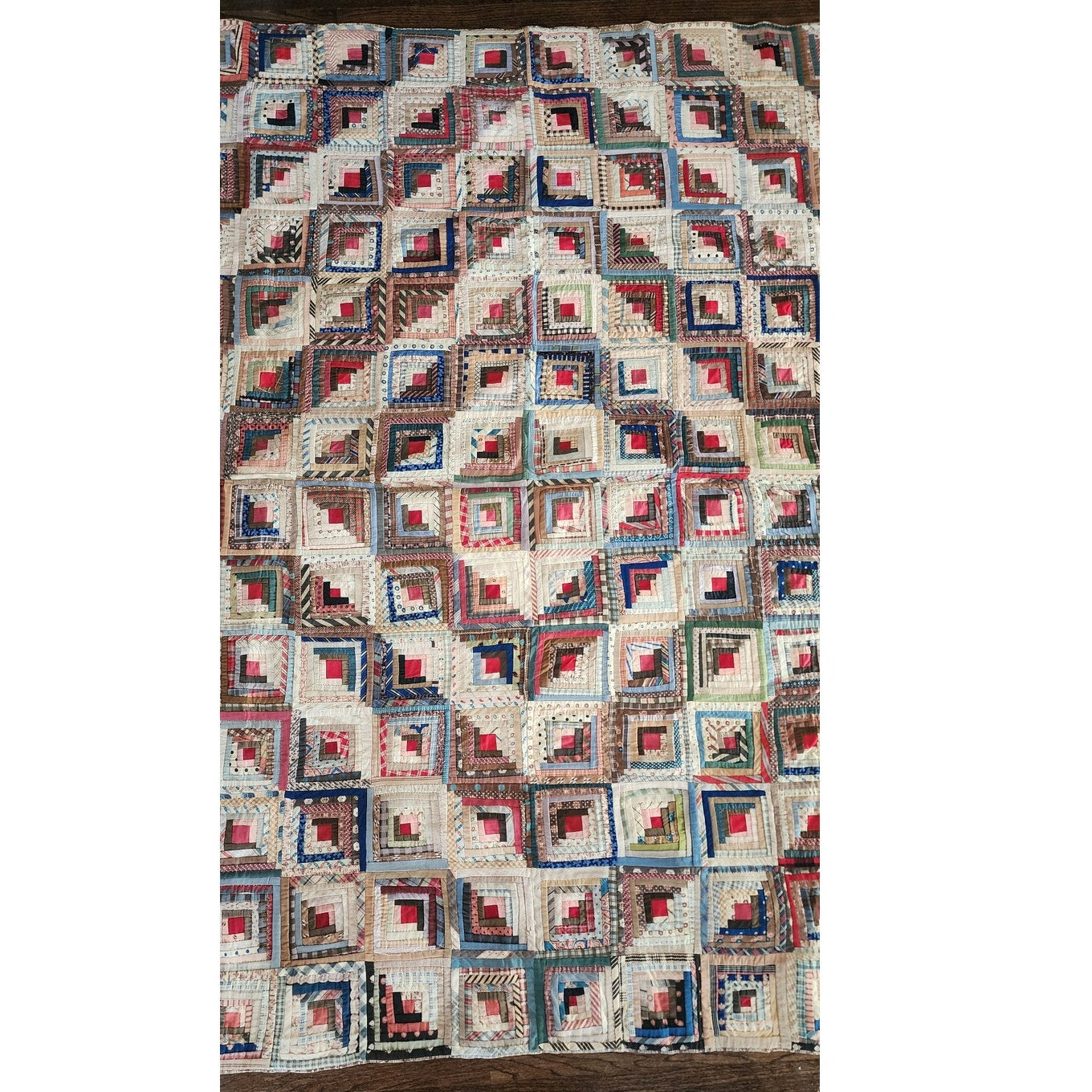 Antique Civil War Quilt Barn Raising Log Cabin Concentric Diamonds