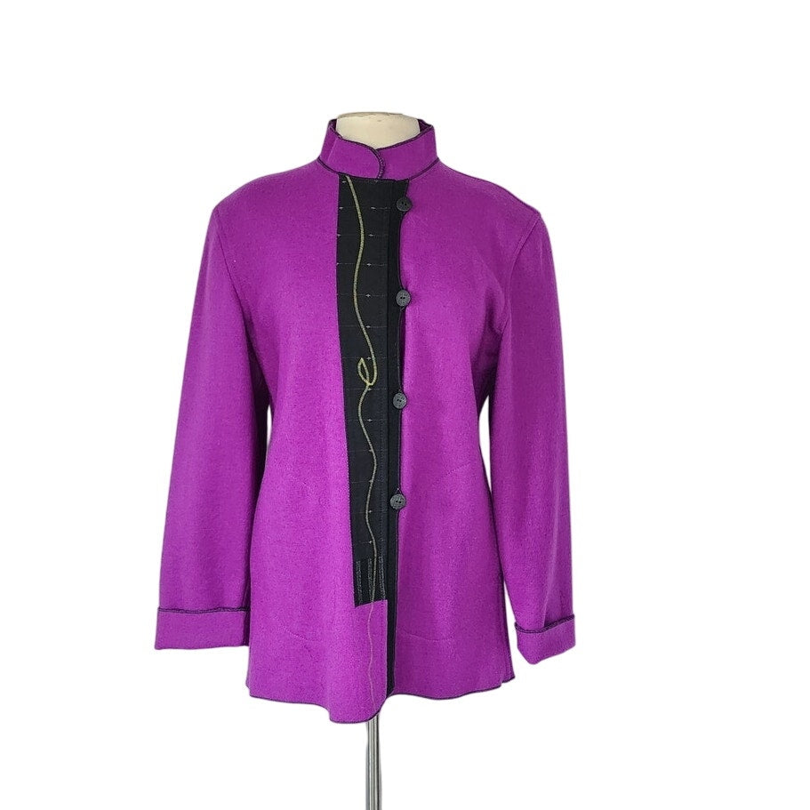 Vintage 80s Gloriah Walsh Jacket Purple Wool Wearable Art