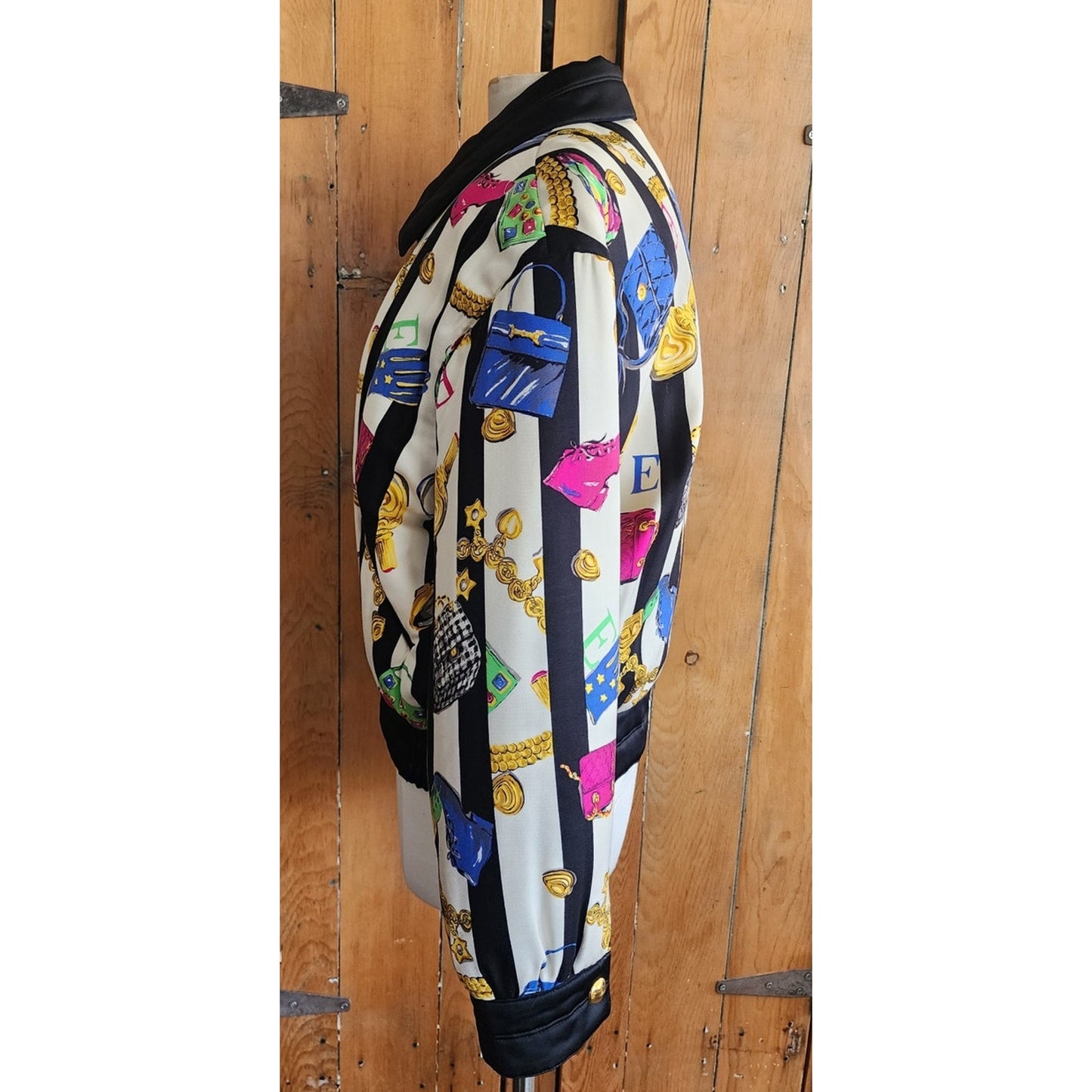 Vintage 90s Escada Bomber Jacket Silk Scarf Print Shoes Purses