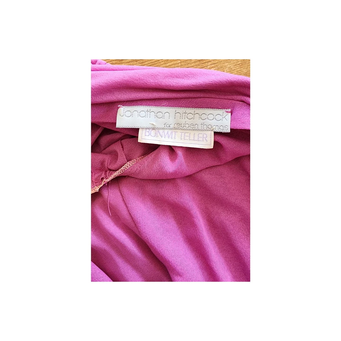 Vintage 80s Purple Evening Dress Grecian Drape Torso Beaded Shoulders Jonathan Hitchcock