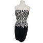 Vintage 1980s AJ Bari Strapless Dress + Bolero Jacket Suit Set Zebra Print Black White Silk / M