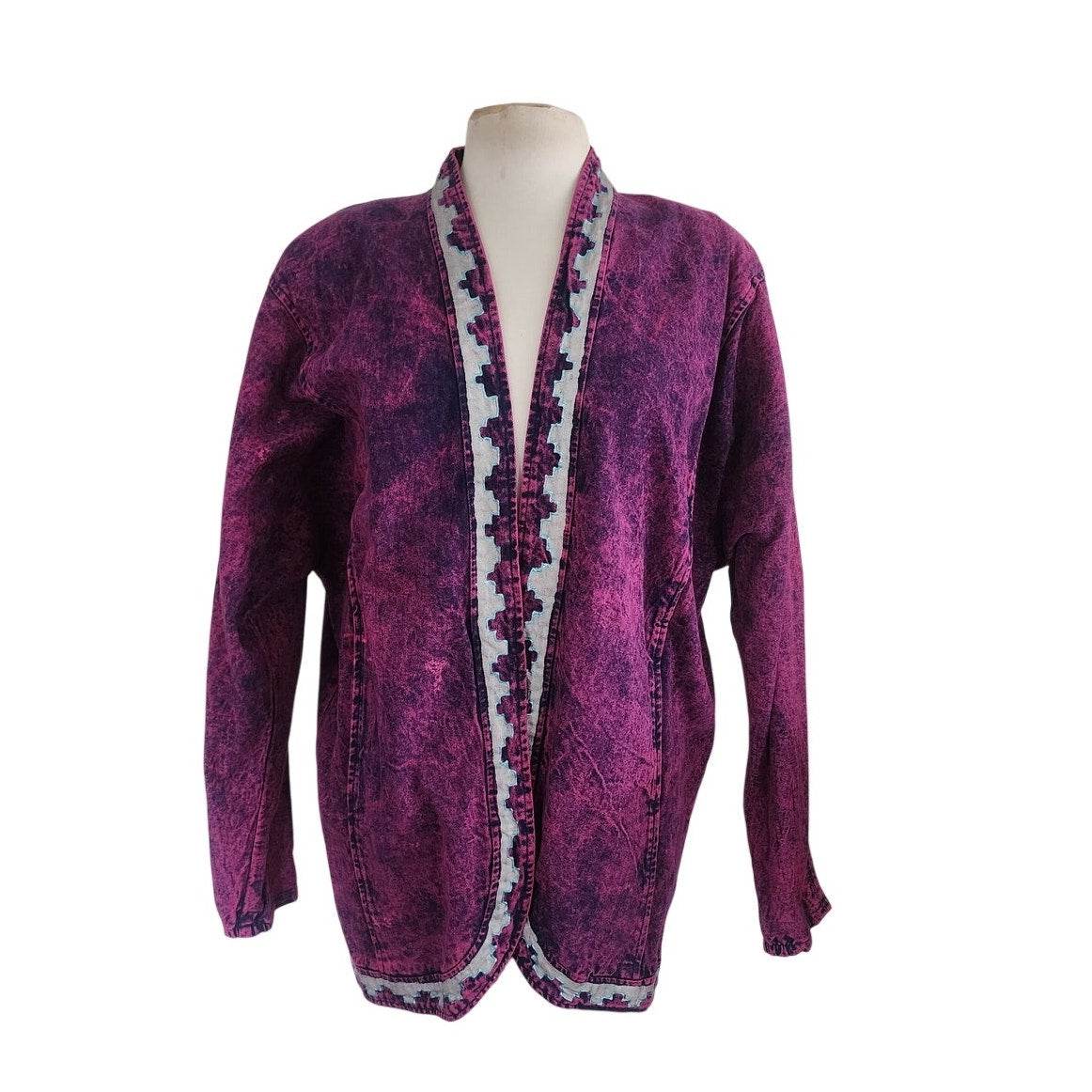 Vintage 80s Purple Denim Jacket w/Southwest Native American Motif Sundance Denim Wear