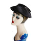 Vintage 50s Black Hat Saucer Style Velvet & Satin