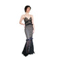 SELF PORTRAIT Evening Dress Aaliyah Organza Ruffled Black Guipure Lace Gown Spaghetti Straps