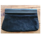 Vintage Black Suede Clutch Bag w/Wood Saks Fifth Ave
