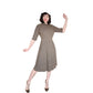 Vintage 40s Brown day Dress w/Belt Nubby Texture Kabro of Houston