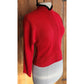 Vintage 50s Cherry Red Sweater Black Trim / M