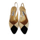 Vintage 1990s CELINE Paris Slingback Shoes Two Toned Black Cream Kitten Heel 7.5