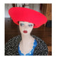 Vintage 1980s Statement Hat Red Wool High Wide Breton Upturned Brim Adolfo II