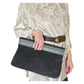 Vintage Black Suede Clutch Bag w/Wood Saks Fifth Ave