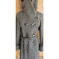 Vintage Y2K Houndstooth Coat Gray Herringbone Wool Large Collar Ellen Tracy / M