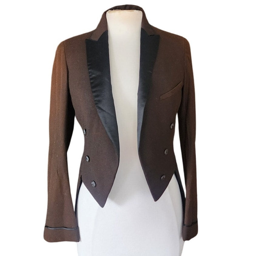 Vintage 1920s Mens Tuxedo Tailcoat Brown Wool Antique Formal Jacket Joseph Horne XS