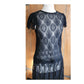 Vintage Black Lace Sheer Dress Drop Waist Short Sleeves