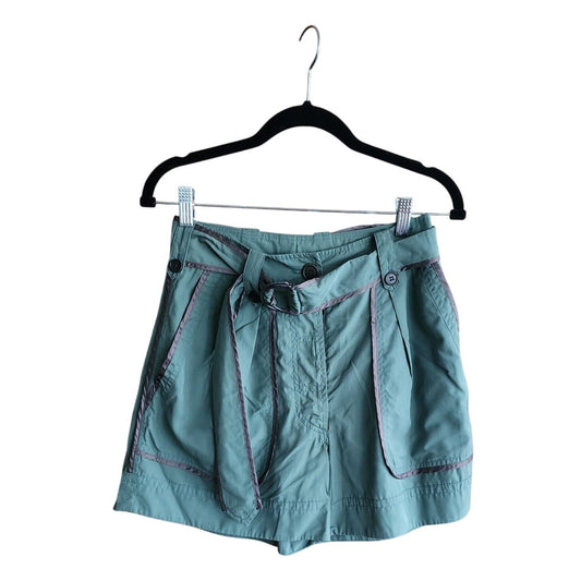 Vintage Y2K Dries Van Noten Silk Shorts Cropped Cargo  Blue Green