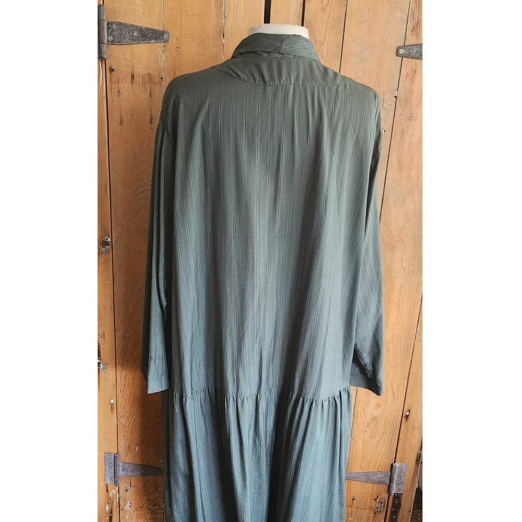 Vintage 80s J Morgan Puett Dress Green Silk Drop Waist