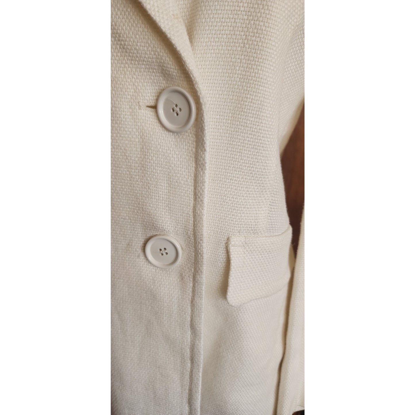 Vintage 2000s Max Mara Blazer Cream Off White Linen Blend Double Breasted