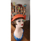 Vintage 50s Orange Straw Cocktail Hat Rhinestones Voguemont Chicago