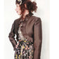 Vintage Brown Jacket Ruffled Trim Wool Silk Evening Dressy Blazer Frascara M