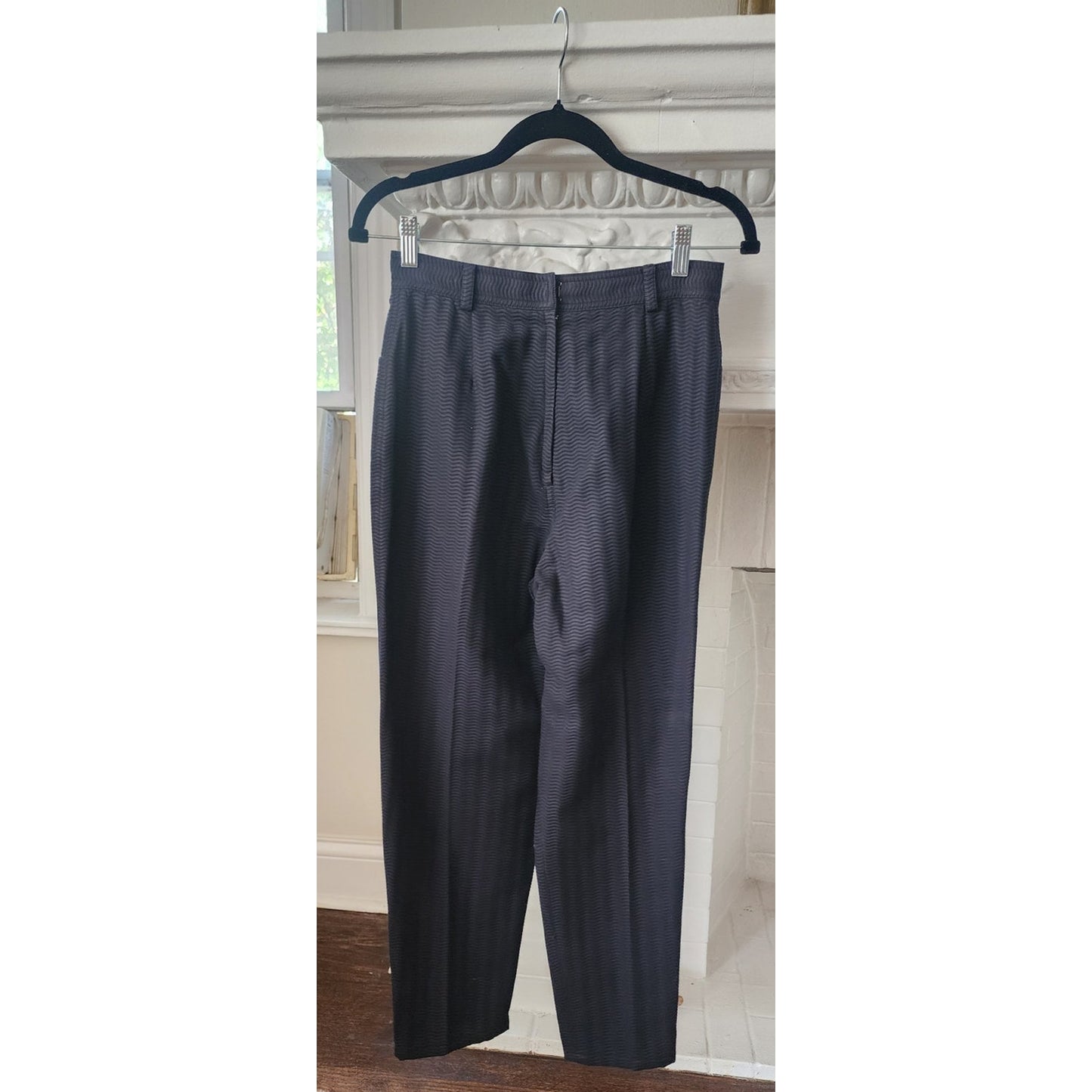 Vintage 90s ISAAC MIZRAHI Pants Black Textured Cotton High Waist 28 Made in USA Small