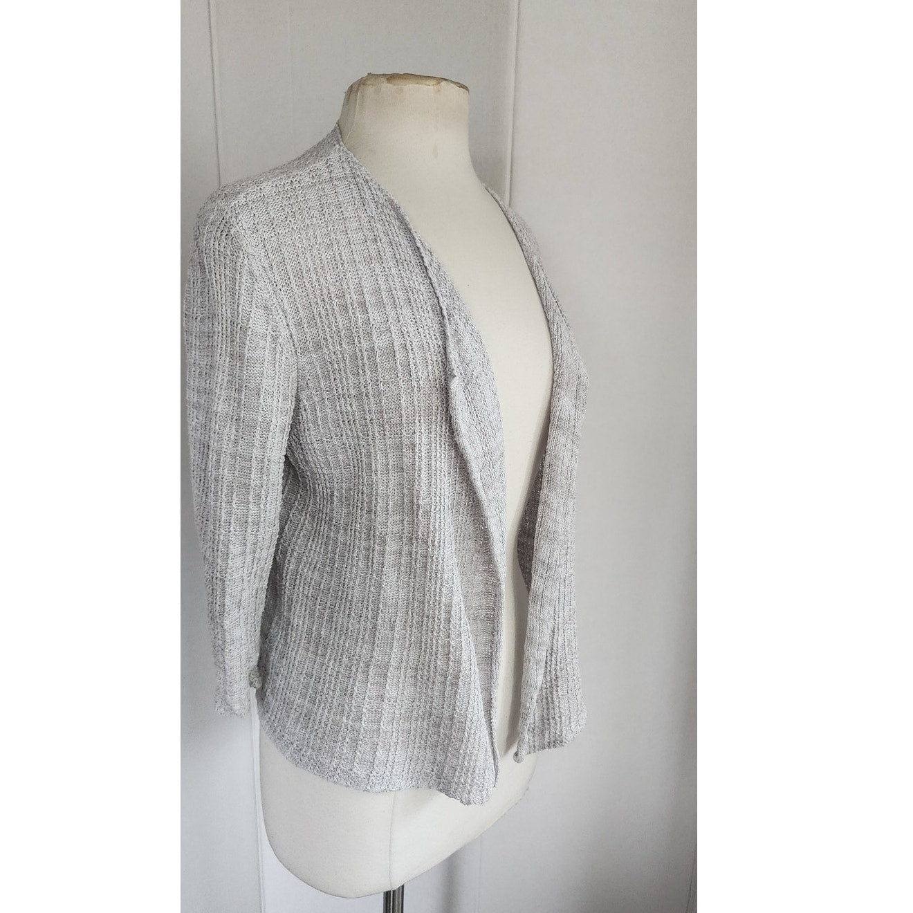 Vintage Eileen Fisher Linen Cardigan Light Beige Gray / L