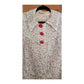 Vintage 30s Silk Day Dress Short Sleeves Speckled Floral Print Large Red Buttons