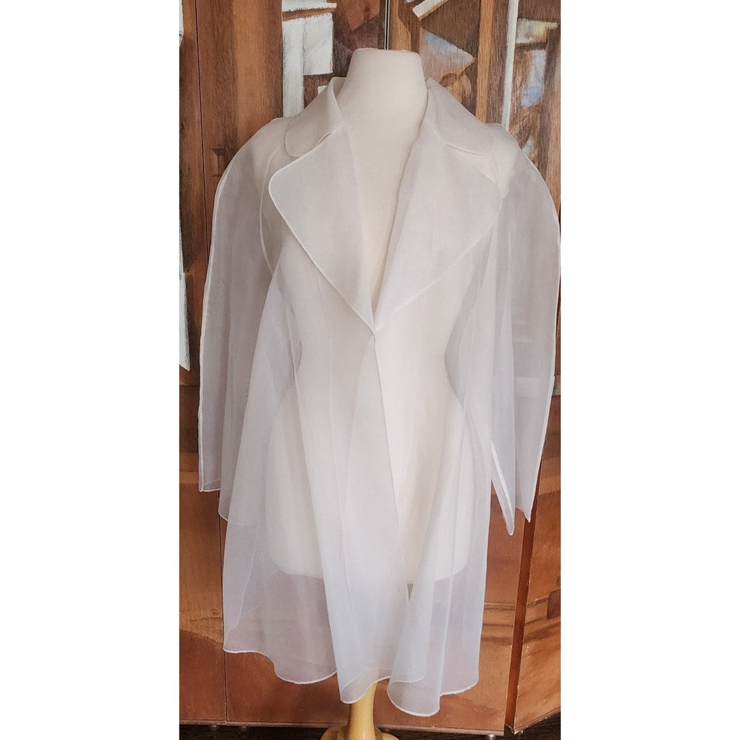 Vintage 1990s Sheer White Jacket White Organza Victoria March Chicago Designer