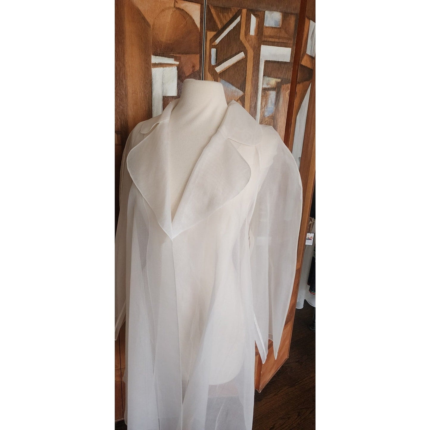 Vintage 1990s Sheer White Jacket White Organza Victoria March Chicago Designer